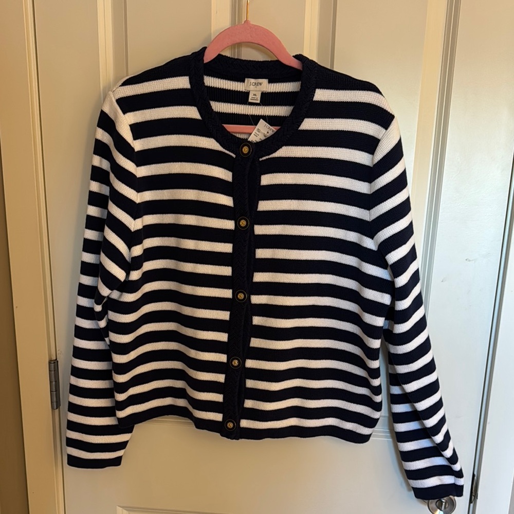 NWTs J.Crew Navy and White Striped Sweater